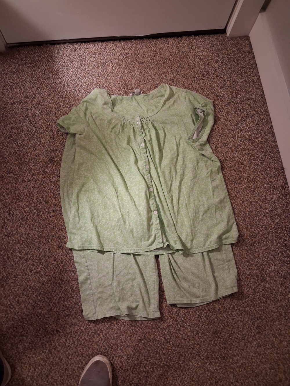 Charter Club Light Green Floral Short-Sleeve Pajama Set